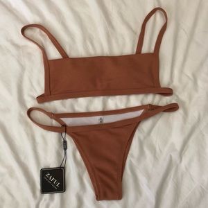 Burnt Orange Zaful Ribbed Bikini